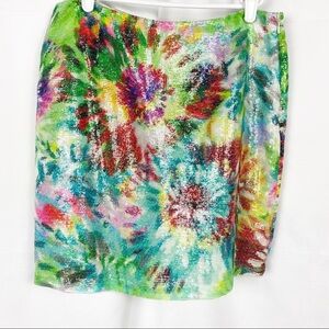CLUNY Anthropologie Floral Sequin Mini Skirt